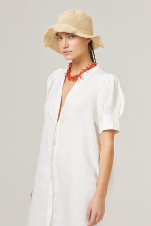 Athina Midi Linen Dress - Off White