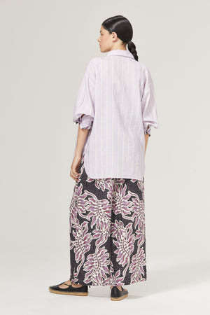 Island Linen Shirt - Lilac Love with Contrasting Details