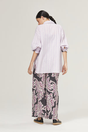 Island Linen Shirt - Lilac Love with Contrasting Details