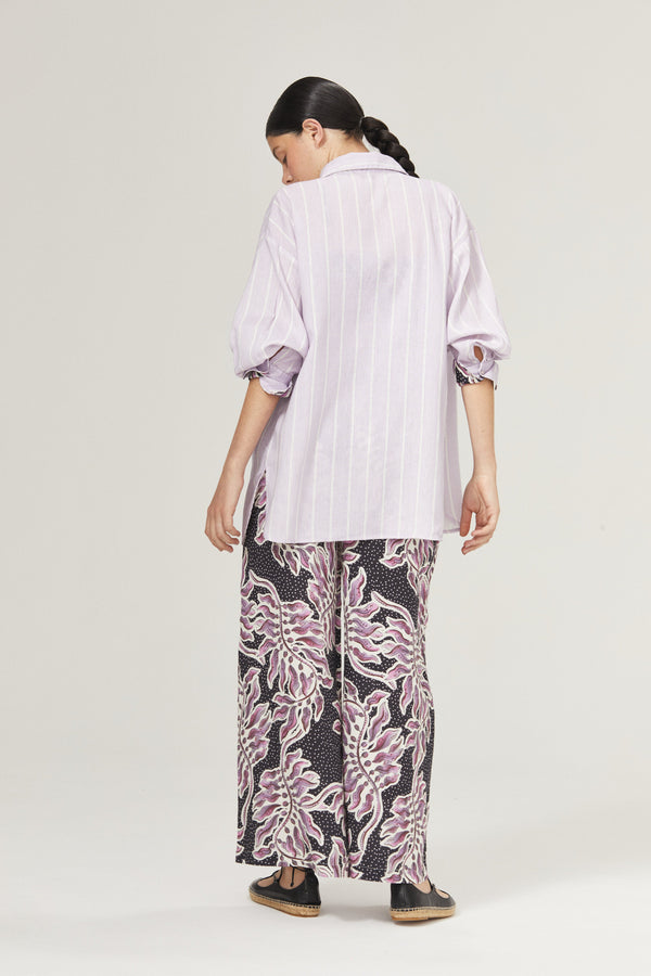 Island Linen Shirt - Lilac Love with Contrasting Details