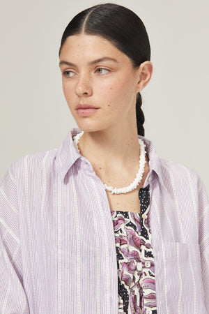 Island Linen Shirt - Lilac Love with Contrasting Details