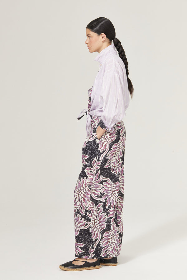 Island Linen Shirt - Lilac Love with Contrasting Details