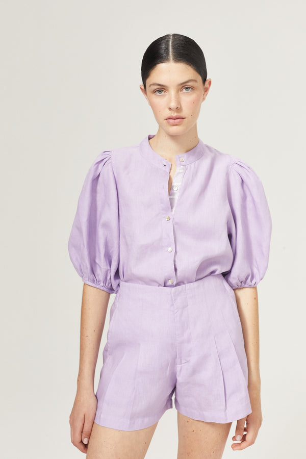 Frida Linen Shorts - Bright Lilac