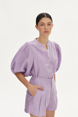 Frida Linen Shorts - Bright Lilac