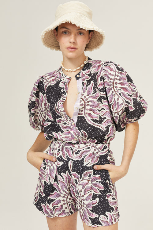 Frida Linen Shorts - Lavender Sky