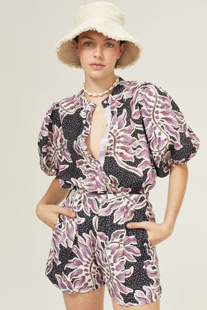 Bubble Linen Shirt - Lavender Sky with Contrasting Details