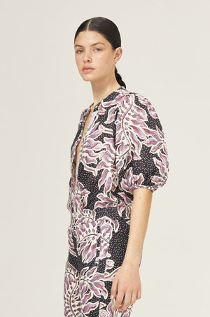 Bubble Linen Shirt - Lavender Sky with Contrasting Details