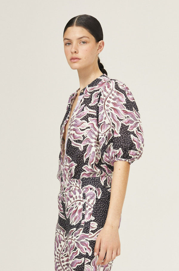 Bubble Linen Shirt - Lavender Sky with Contrasting Details