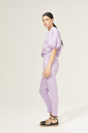 Lotus Linen Pants - Bright Lilac