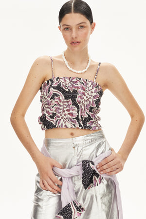 Smock Linen Top - Lavender Sky