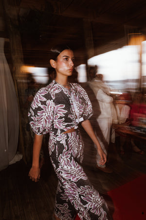 Bubble Linen Dress - Lavender Sky with Contrasting Details