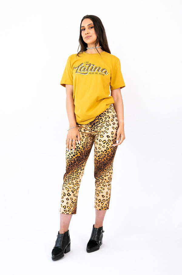 I Am Latina Hear Me Roar T-Shirt in Mustard