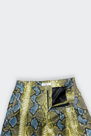 Frida Leather Shorts - Blue Snake
