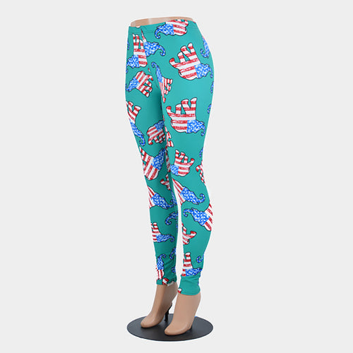 American USA Flag Elephant Pattern Leggings