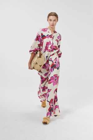 Cape Linen-Tencel Pants - Hibiscus