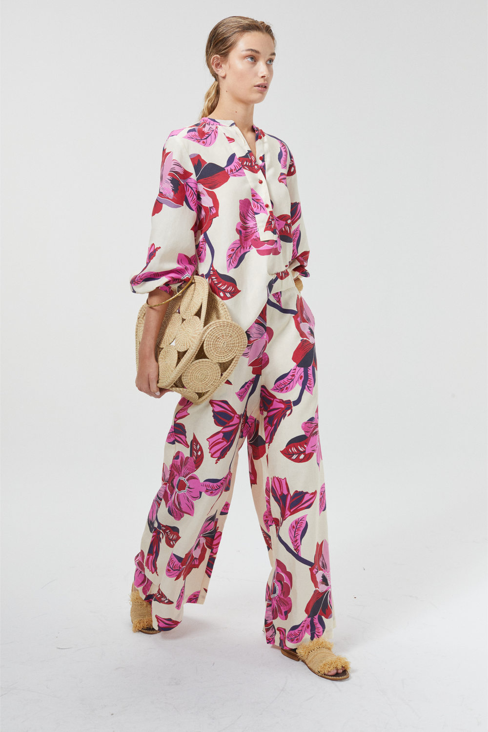 Cape Linen-Tencel Pants - Hibiscus