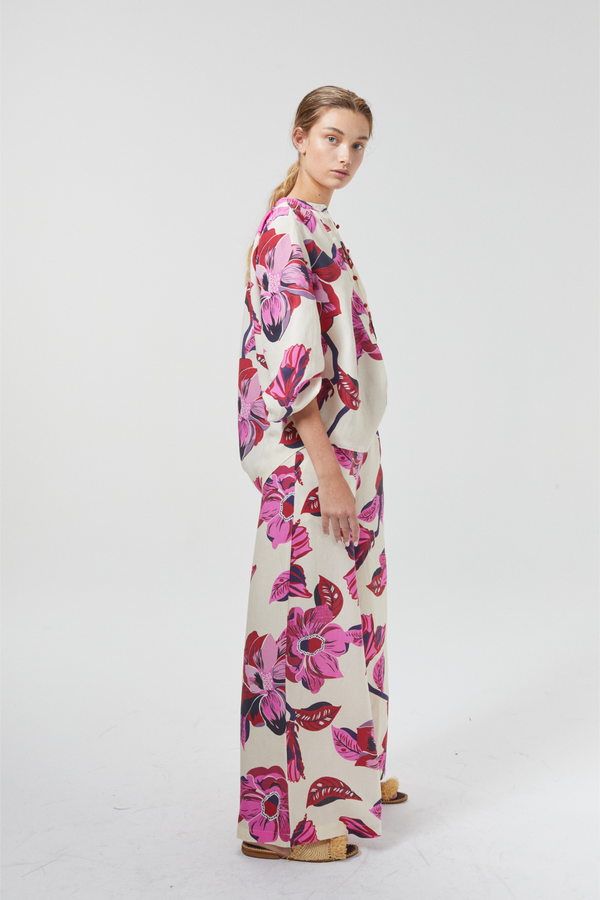 Cape Linen-Tencel Pants - Hibiscus