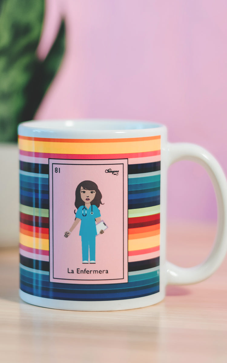 La Enfermera Mexican Loteria Card Serape Mug
