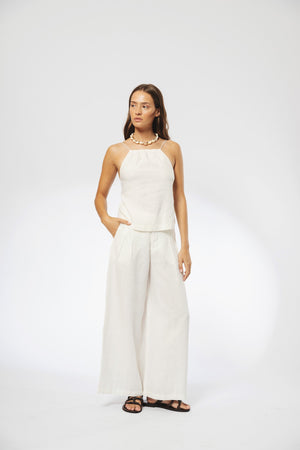 Sophie Linen Top - White