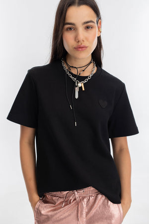 Ever T-Shirt Short Sleeve - Black w/ Black Heart