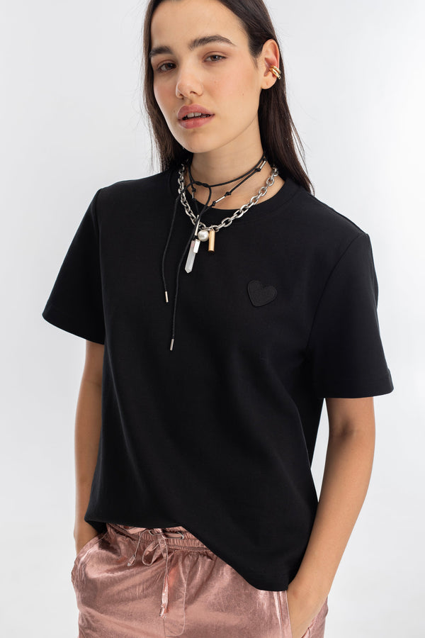 Ever T-Shirt Short Sleeve - Black w/ Black Heart