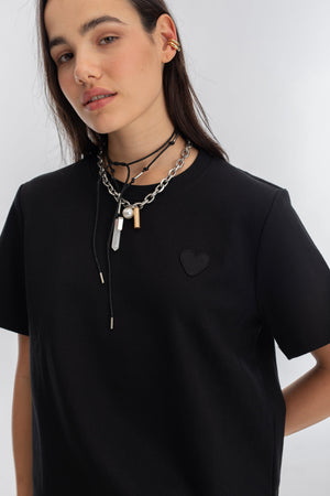 Ever T-Shirt Short Sleeve - Black w/ Black Heart