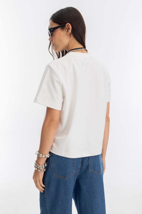 Ever T-Shirt Short Sleeve - White W/ Ecrue Heart