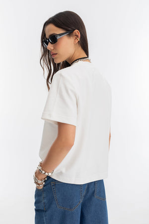 Ever T-Shirt Short Sleeve - White W/ Ecrue Heart