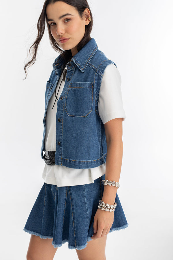 Mumbai Denim Top - Indigo