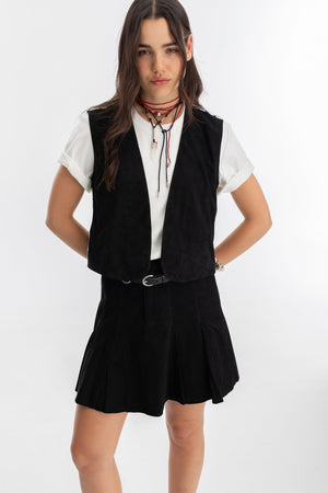 Juana Leather Skirt - Black