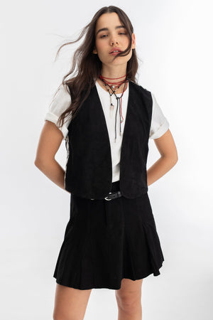 Juana Leather Skirt - Black