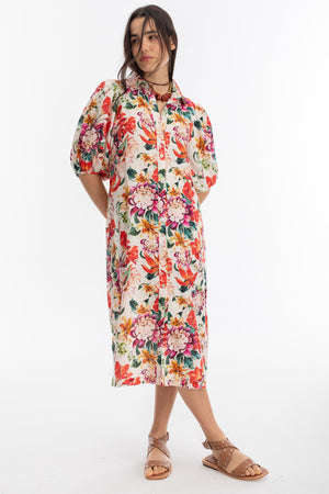 Angel Linen Dress - Full Bloom Print