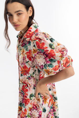 Angel Linen Dress - Full Bloom Print