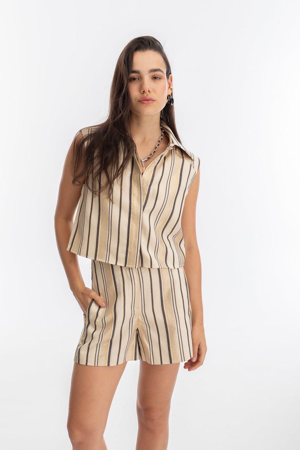 Sydney Jacquard Shorts - Gold Stripes