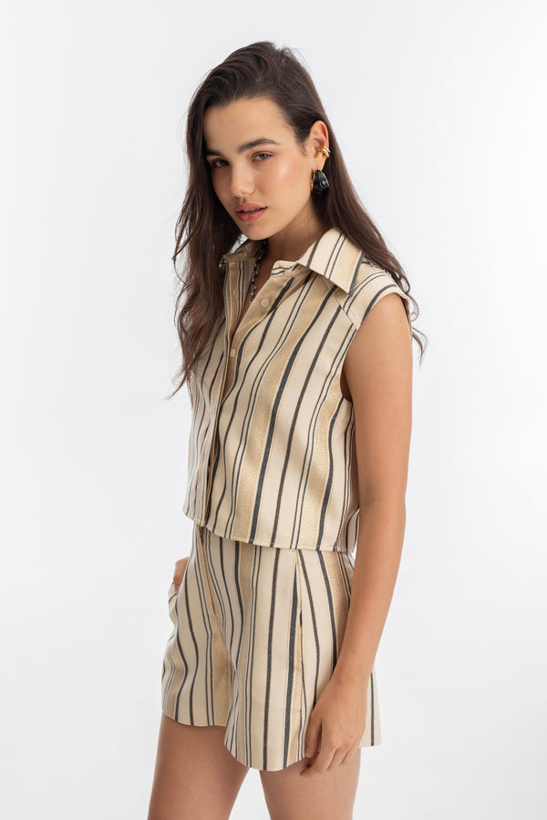 Sydney Jacquard Shorts - Gold Stripes