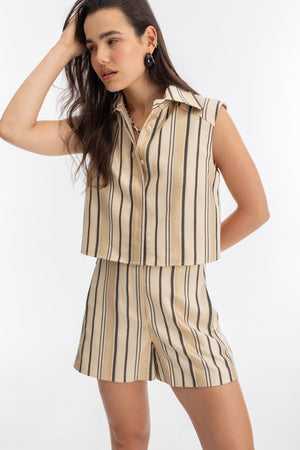 Mumbai Jacquard Top - Gold Stripes