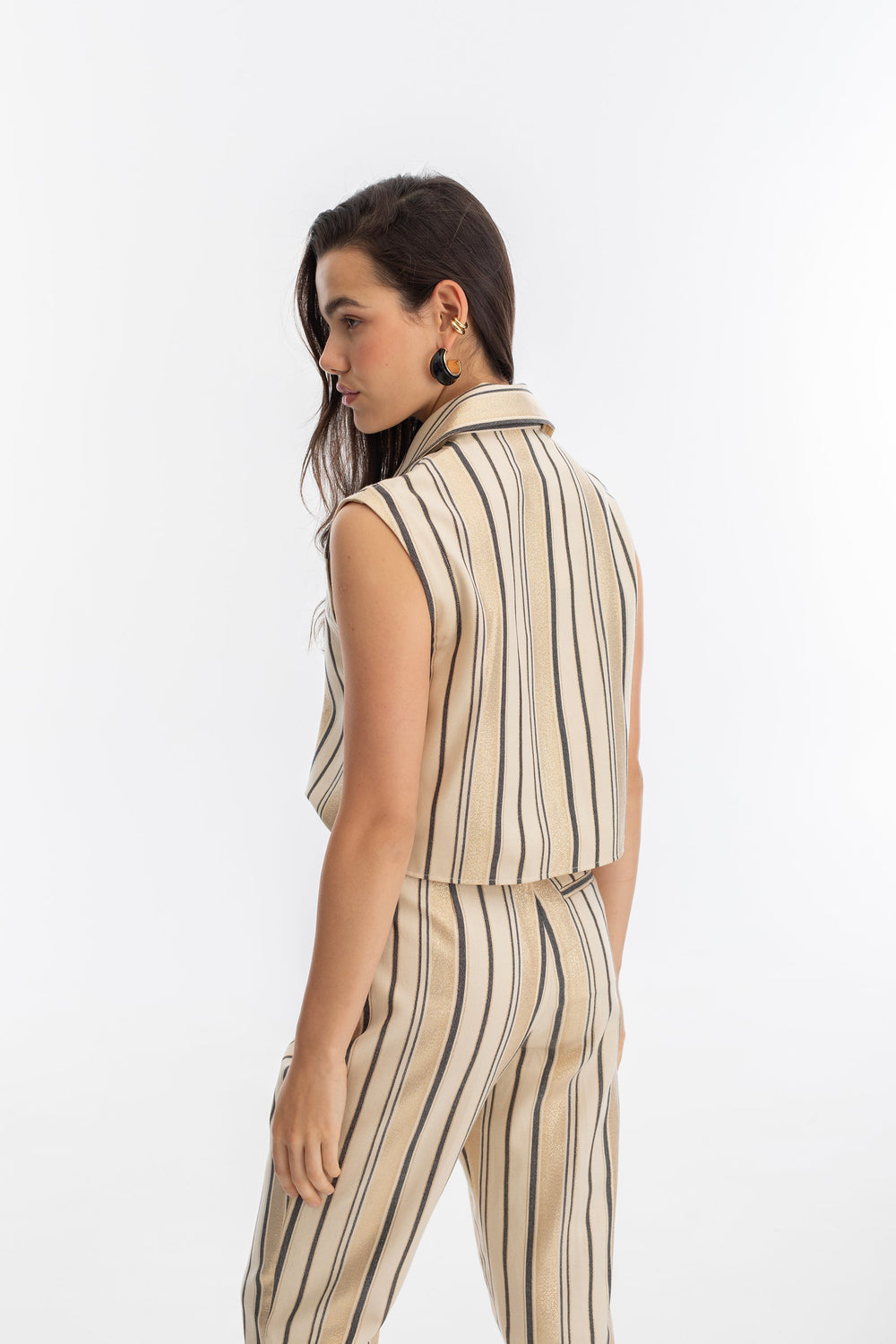 Rome Jacquard Pants - Gold Stripes