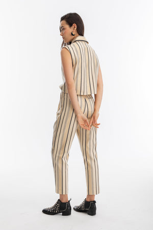 Rome Jacquard Pants - Gold Stripes