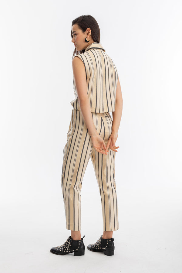 Rome Jacquard Pants - Gold Stripes