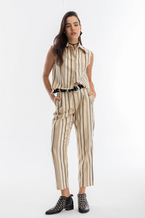 Rome Jacquard Pants - Gold Stripes