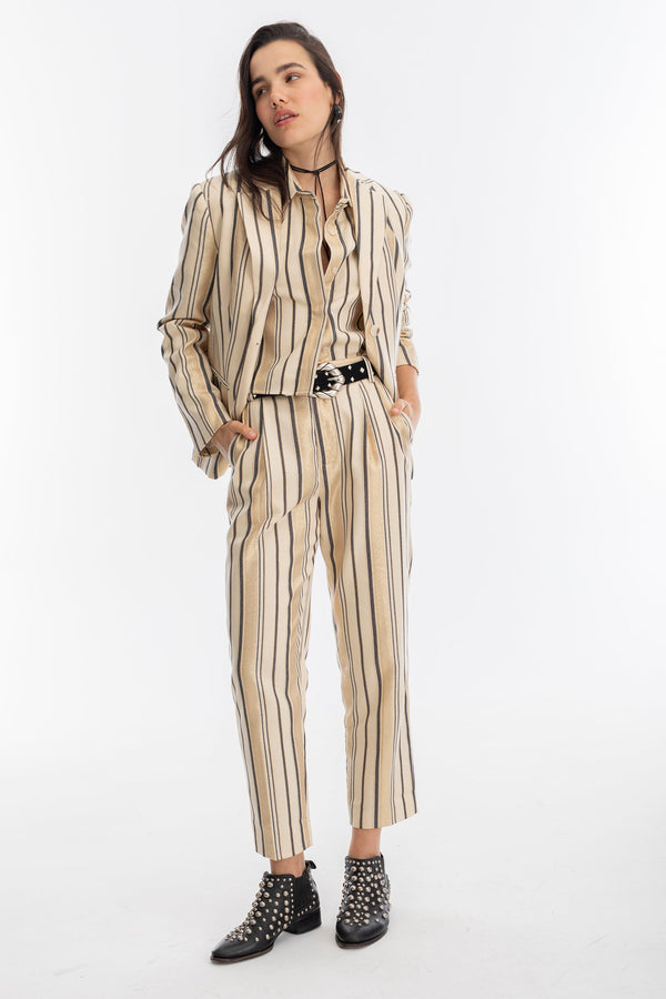 Rome Jacquard Pants - Gold Stripes