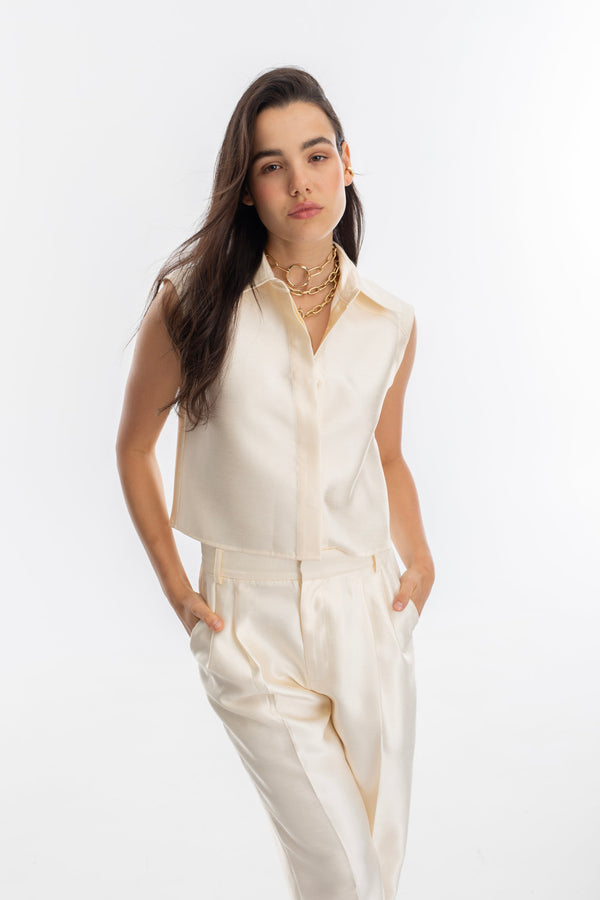 Mumbai Taffeta Top - Off White