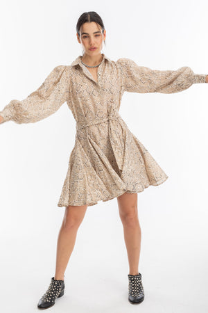 Camille Metallic Linen Dress - Snake