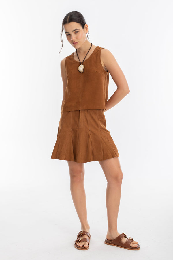 Vermont Suede Top - Tan