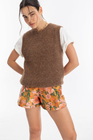 Alpaca Knitted Vest - Cookie