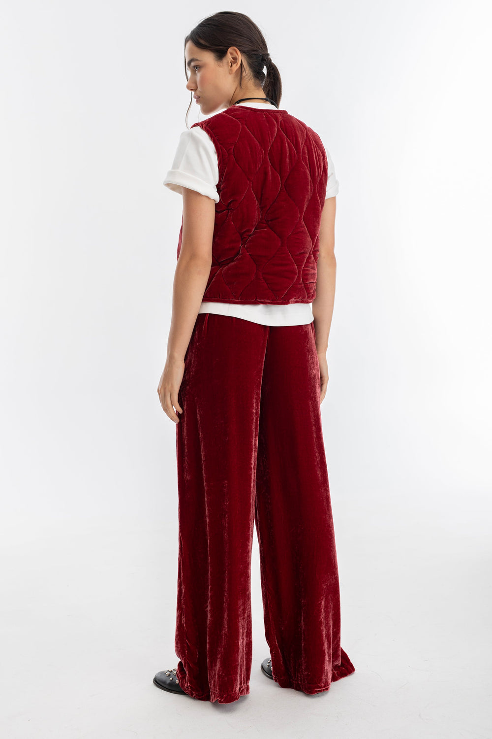 New Luna Silk Velvet Pants - Rose
