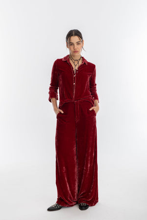 New Luna Silk Velvet Pants - Rose