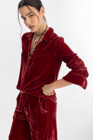 New Luna Silk Velvet Pants - Rose