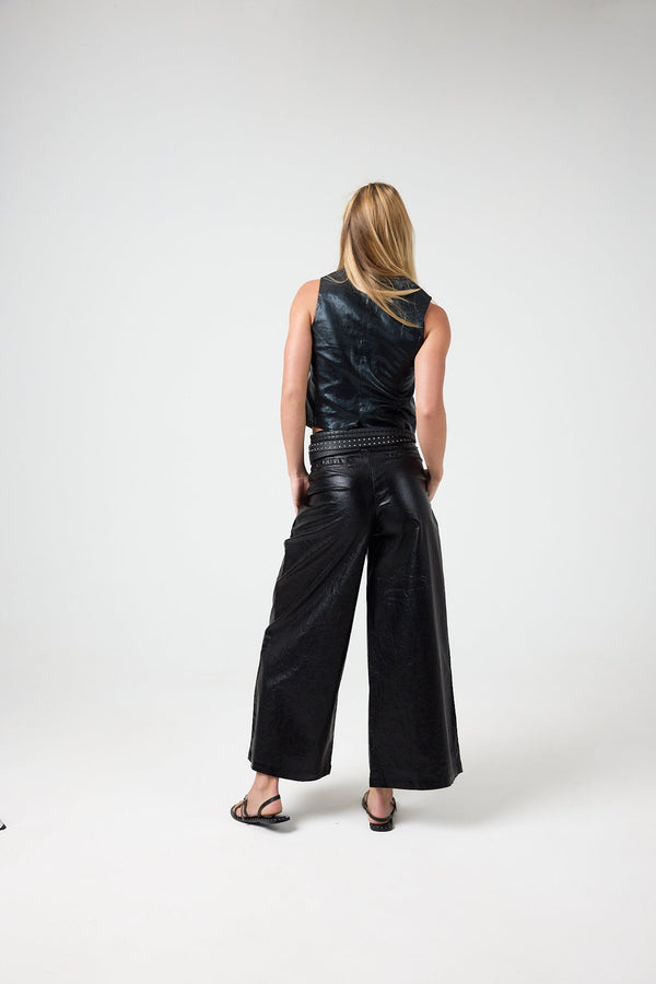 Jack Metallic Linen Vest -  Metallic Black