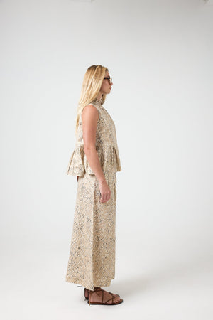 Daisy Metallic Linen Top - Snake Print